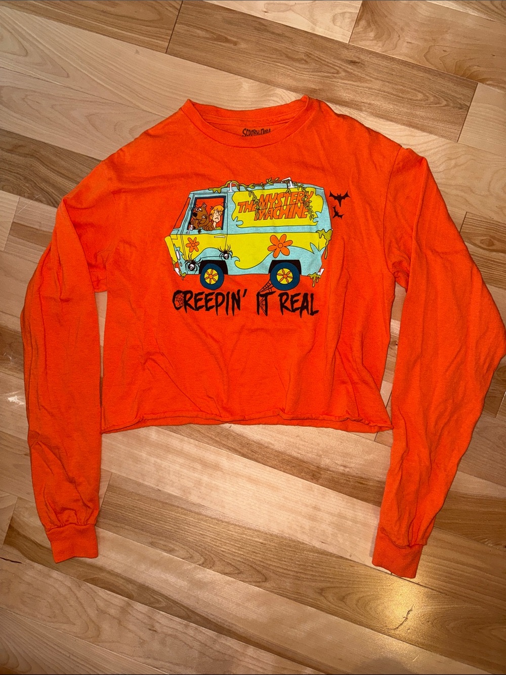 Mystery Machine 'Creepin' It Real' Orange Long Sleeve Tee S EUC - Picture 2 of 4